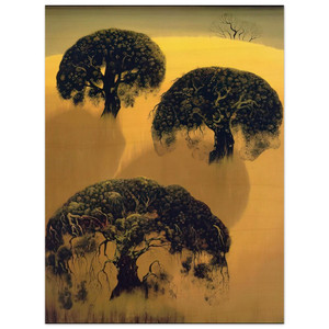 Eyvind Earle  Three Oaks Wood Print