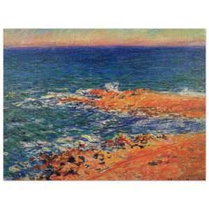 claude monet  The Big Blue Sea in Antibes Wood Print