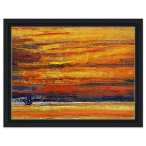 Childe Hassam  Sailing Vessel at Sea Sunset Framed Canvas
