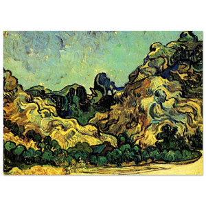 Van Gogh Mountains SaintRemy Dark Cottage Fine Art Poster / Art Print