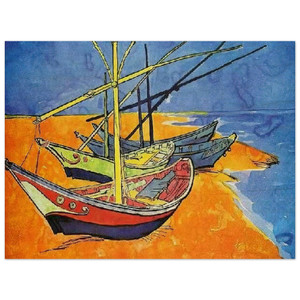 Vincent van Gogh  Fishing Boats on the Beach at SaintesMariesdelaMer Wood Print