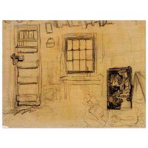 Vincent van Gogh Cottage Interior and Potato Eaters Sketch Wood Print