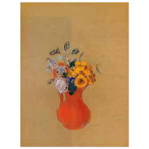 Odilon Redon  FLOWERS IN A RED PITCHER Aluminum Print