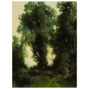 Thomas Moran  The Bathing Hole Wood Print