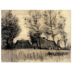 Vincent van Gogh  Landscape with Cottages and a Mill Aluminum Print