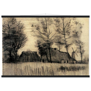 Vincent van Gogh Landscape Cottages Mill Museum Matte Poster Hanger