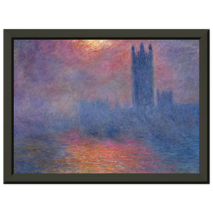 Monet Houses of Parliament Sun Premium Metal Framed Art Print / Poster