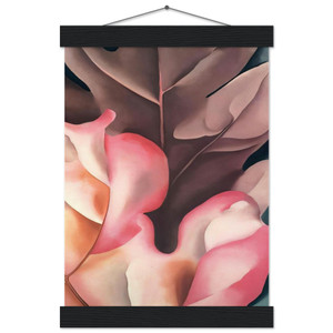 Georgia O'Keeffe Oak Leaves Pink and Grey Matte Poster with Hanger