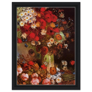 Van Gogh Vase with Poppies Cornflowers Peonies Framed Canvas