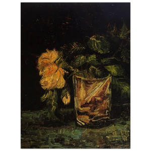 Vincent van Gogh  Glass with Roses Wood Print