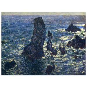 claude monet  The Pyramids Cliffs at BelleIle Aluminum Print