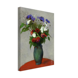 Odilon Redon  VASE OF FLOWERS ON A RED TABLECLOTH Canvas