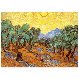 Vincent van Gogh Olive Trees with Yellow Sky and Sun Poster / Art Print