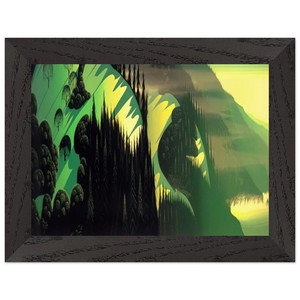 Eyvind Earle  Three Pastures by the Sea Premium Wooden Framed Art Print / Poster