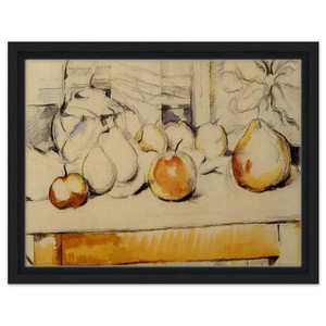 Paul Cezanne  Pot of Ginger and Fruits on a Table Framed Canvas