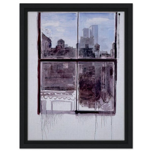 Paul Thek  Untitled cityscape with twin towers  1972 Framed Canvas
