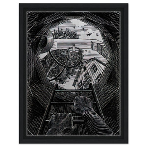 MC Escher  NEW YEAR S GREETING CARD Framed Canvas