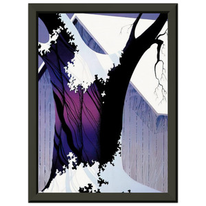 Eyvind Earle  Violet Tree and Barn Premium Metal Framed Art Print / Poster