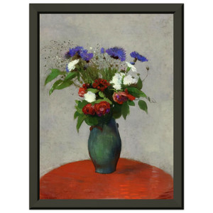 Odilon Redon Vase Flowers Red Tablecloth Premium Metal Framed Art Print / Poster