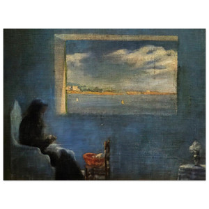 Salvador Dali  PORTRAIT OF GRANDMOTHER ANA SEWING Wood Print