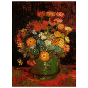 Vincent van Gogh  Vase with Zinnias Aluminum Print