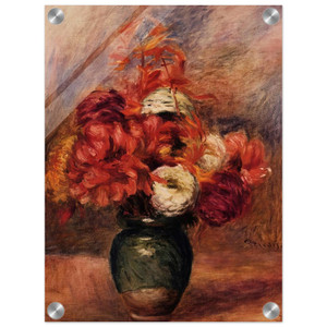 PierreAuguste Renoir  Flowers in a Green Vase Dahlilas and Asters Acrylic Print