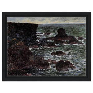claude monet  Rocky Coast and the Lion Rock BelleIle Framed Canvas
