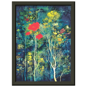Eyvind Earle  Poppies and Flowers Premium Metal Framed Art Print / Poster