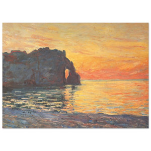 claude monet  Etretat Cliff of dAval Sunset Fine Art Poster / Art Print