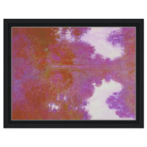 claude monet  Misty Morning on the Seine Mauve Framed Canvas