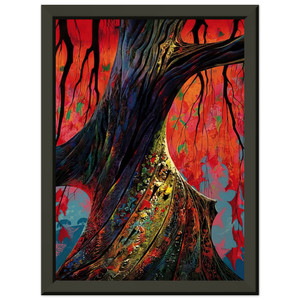 Eyvind Earle  Fire red and gold Premium Metal Framed Art Print / Poster