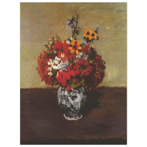 Paul Cezanne  Dahlias In A Delft Vase Wood Print