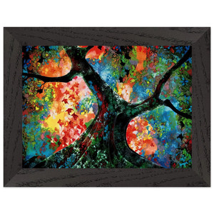 Eyvind Earle  Waves of Golden Fire Premium Wooden Framed Art Print / Poster