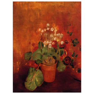Odilon Redon  FLOWERS IN A POT ON A RED BACKGROUND Wood Print
