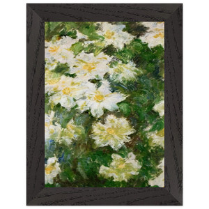 claude monet  White Clematis Premium Wooden Framed Art Print / Poster