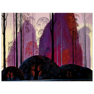 Eyvind Earle  Mauve Red and Purple Wood Print
