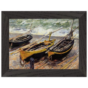 claude monet  Three Fishing Boats Premium Wooden Framed Art Print / Poster