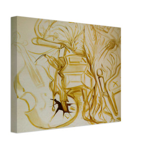 Salvador Dali  BED AND BEDSIDE TABLE FEROCIOUSLY ATTACKING A CELLO Canvas