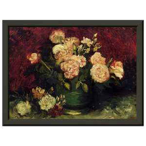 Vincent van Gogh Bowl with Peonies and Roses Metal Art Print Poster