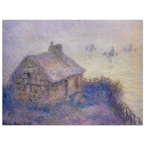 claude monet  Customs House at Varengeville in the Fog Wood Print