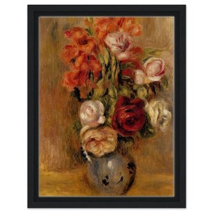 PierreAuguste Renoir  Vase of Gladiolas and Roses Framed Canvas