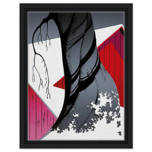 Eyvind Earle  Red Barn and Grey Sky Framed Canvas