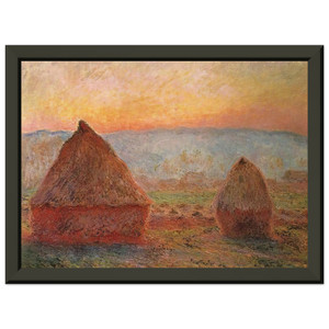 Claude Monet Grainstacks Sunset Premium Metal Framed Art Print / Poster
