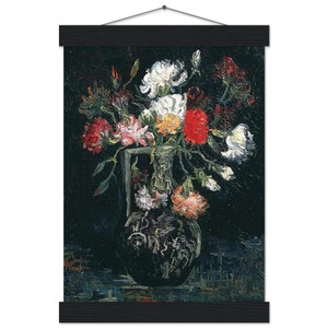 Vincent van Gogh Vase with White and Red Carnations Matte Poster Hanger