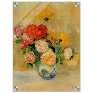 PierreAuguste Renoir  Vase of Roses and Dahlias Acrylic Print