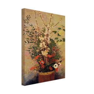 Odilon Redon  VASE OF FLOWERS WITH BRANCHES OF A FLOWERING APPLE TREE Canvas