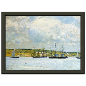 Childe Hassam  A Parade of Boats Premium Metal Framed Art Print / Poster