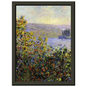 claude monet  Flowers Beds at Vetheuil Premium Metal Framed Art Print / Poster