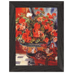 Pierre-Auguste Renoir Geraniums and Cats Premium Wooden Framed Art Print