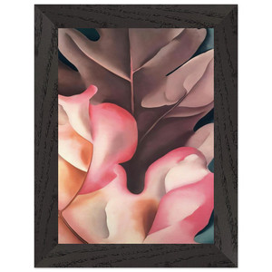 Georgia OKeeffe Oak Leaves Pink and Grey Wooden Framed Art Print